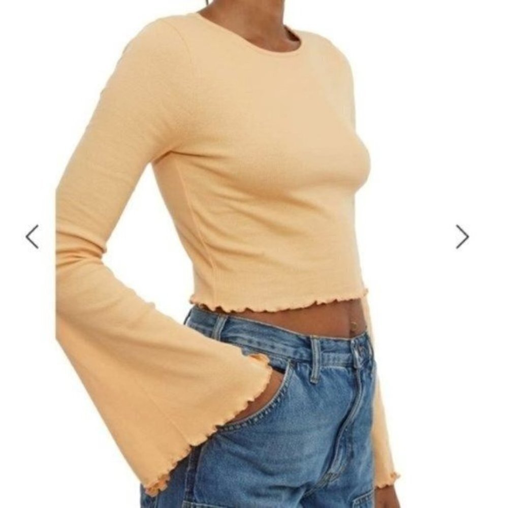 NWT Urban Outfitters Orange Long Sleeve Crop Top Size XS